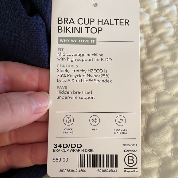NWT Athleta navy underwire halter bikini bathing suit top - Picture 4 of 5